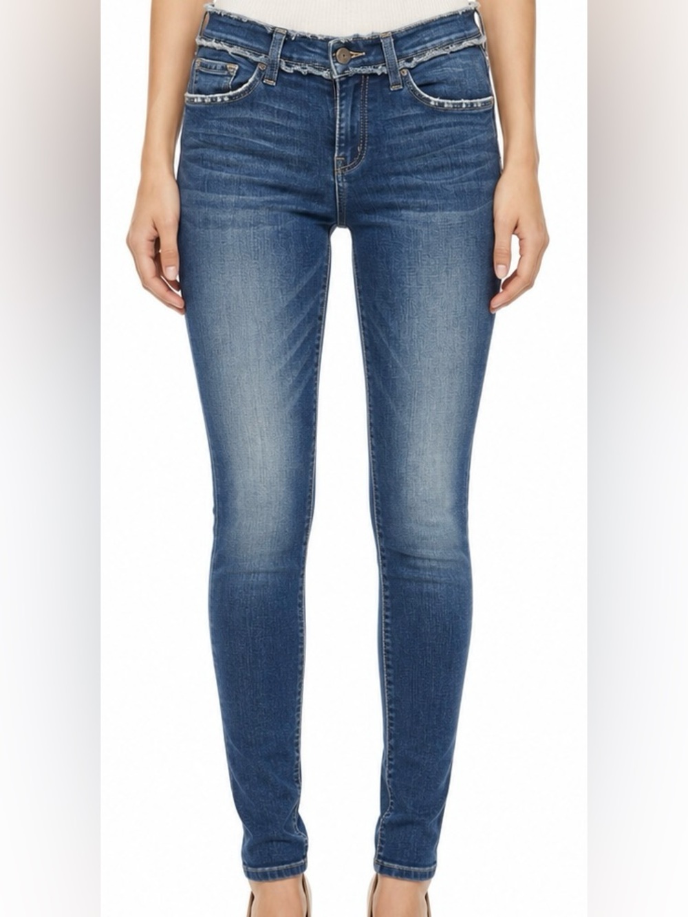Flying Monkey Raw Edge Waist Skinny Jeans Medium Wash Size 26